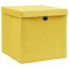 vidaXL Opbergboxen met deksel 10 st 32x32x32 cm stof geel