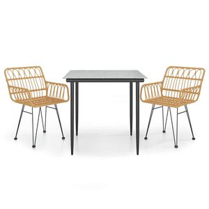 vidaXL 3-delige Tuinset poly rattan