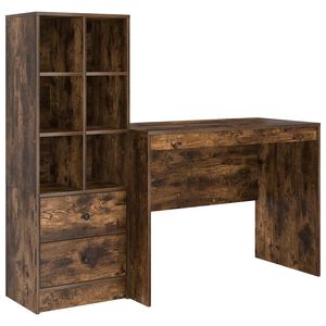 vidaXL Bureau Gerookt eiken 145.5 x 50 x 127 cm 2 st