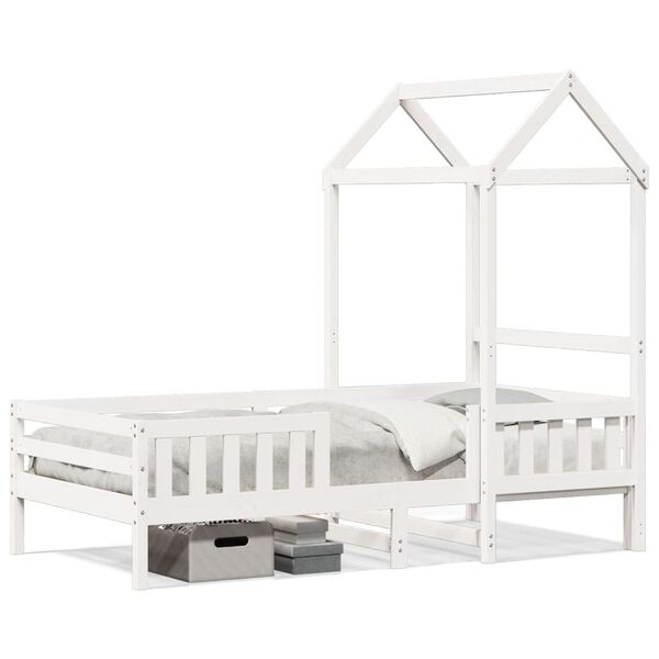 vidaXL Bedframe met huisje massief grenenhout wit 75x190 cm