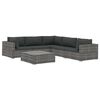 vidaXL 6-delige Loungeset met kussens poly rattan grijs