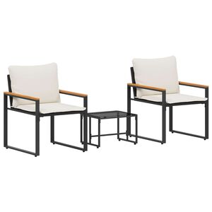 vidaXL Meubelsets 3 st Zwart en Cream Wit Rattan