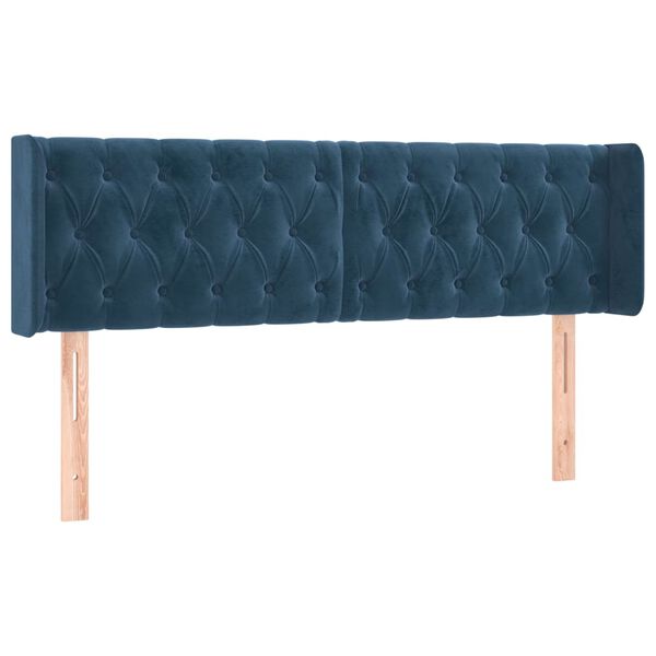vidaXL Hoofdbord met randen 163x16x78/88 cm fluweel donkerblauw