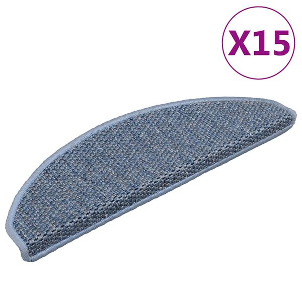 vidaXL Trapmatten zelfklevend 15 st sisal-look 65x21x4 cm blauw