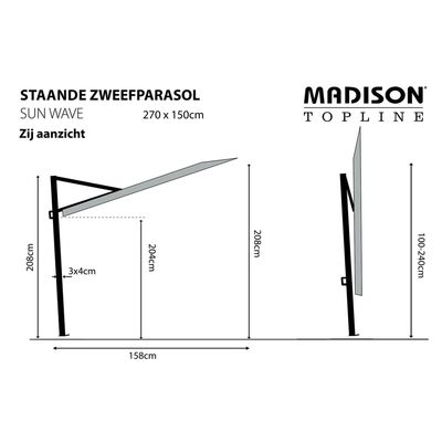 Madison Balkonparasol Sun Wave 270x150 cm ecru PAC3P016