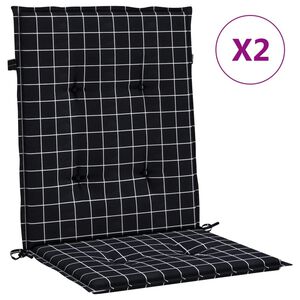 vidaXL Stoelkussens 2 st lage rug ruitpatroon stof zwart