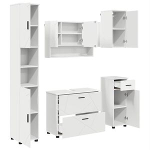 vidaXL Badkamermeubelset met lade 5 pcs Wit Geperst Hout en Metaal