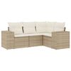 vidaXL 4-delige Loungeset met kussens poly rattan beige