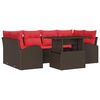 vidaXL Tuin Sofa Set met kussen met opslag 7 pcs Bruin en Rood