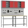 vidaXL Werkbankset 8 st Rood en Grijs Gepoedercoat staal