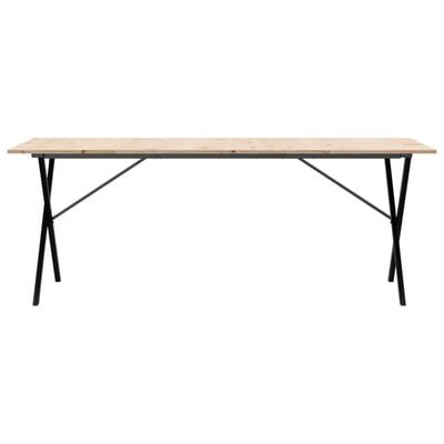 vidaXL Eettafel X-frame 200x100x75 cm massief grenenhout en gietijzer