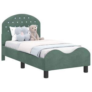 vidaXL Peuterbedframe met hoofdbord Zeegroen 70 x 140 cm Fluweel