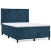 vidaXL Boxspring met matras fluweel donkerblauw 140x190 cm