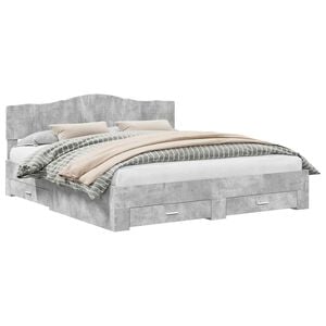 vidaXL Bedframe met lade Beton Grijs 200 x 200 cm Bewerkt hout