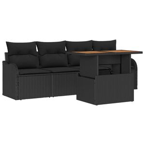 vidaXL Tuinbankenset met opslag 5 pcs Zwart poly rattan