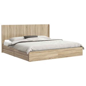 vidaXL Bedframe met opbergruimte en hoofdbord Sonoma Eiken