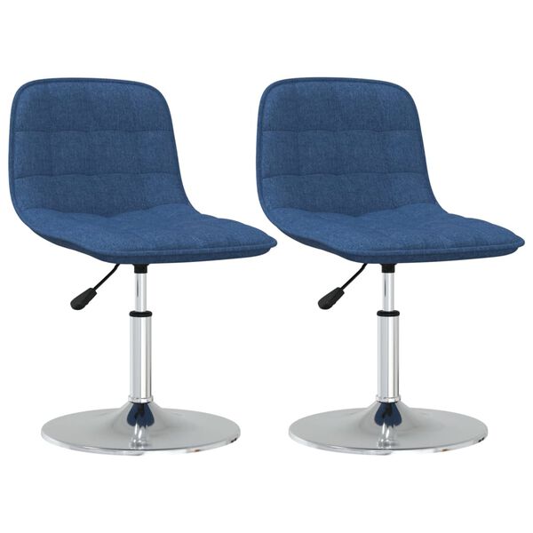 vidaXL Eetkamerstoelen 2 st draaibaar stof blauw