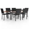 vidaXL 7-delige Tuinset poly rattan zwart