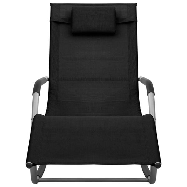 vidaXL Ligbed textileen zwart en grijs