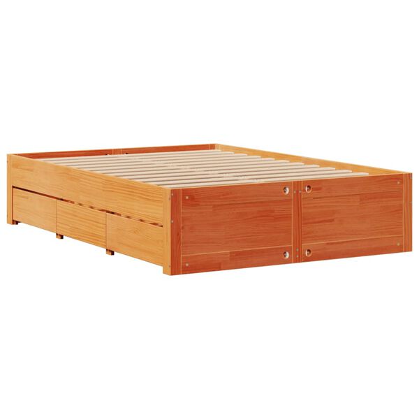 vidaXL Bedframe zonder matras met lades grenenhout wasbruin 150x200 cm