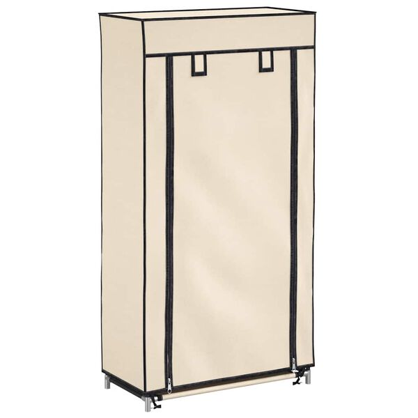 vidaXL Schoenenkast met hoes 58x28x106 cm stof cr&egrave;me