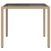 vidaXL Tuintafel 90x90x75 cm gehard glas en poly rattan beige