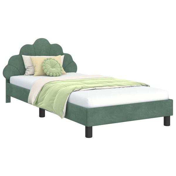 vidaXL Bedframe voor kinderen met hoofdbord Zeegroen 90 x 190 cm