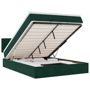 vidaXL Ottoman bed met matras en LED's 140x200cm fluweel donkergroen