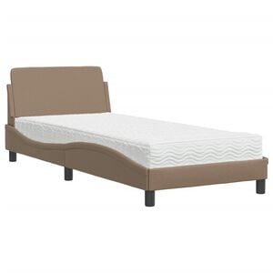 vidaXL Bed met matras "Dover" kunstleer cappuccinokleurig 90x200 cm