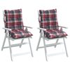 vidaXL Stoelkussens 2 st lage rug ruitpatroon oxford stof rood