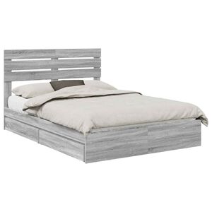 vidaXL Opslag bed met lade Grijs Sonoma 150 x 200 cm Bewerkt hout