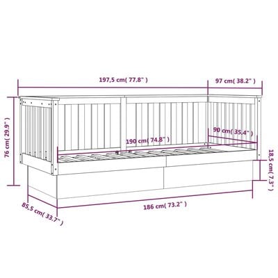 vidaXL Slaapbank zonder matras 90x190 cm massief grenenhout