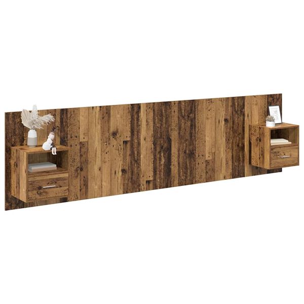 vidaXL Hoofdbord Met Kast met lade 3 pcs Oud Hout Bewerkt hout