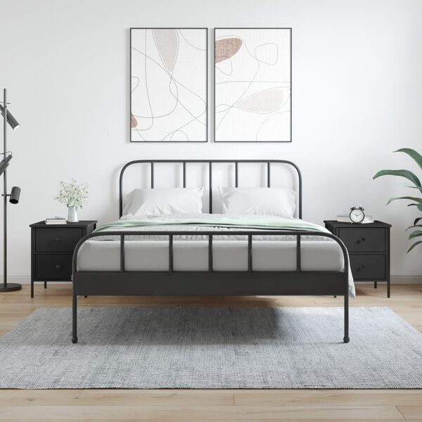 vidaXL Nachtkastjes 2 st 40x42x50 cm bewerkt hout zwart