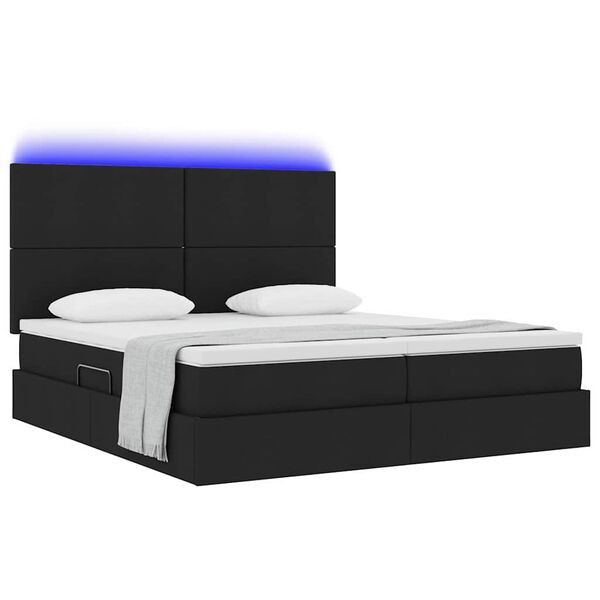 vidaXL Bed met LED-striplichten met hoofdeinde Zwart 180 x 200 cm Stof