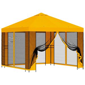 vidaXL Tuin Gazebo met Zijwanden 3 x 3 m Geel Polyester en staal