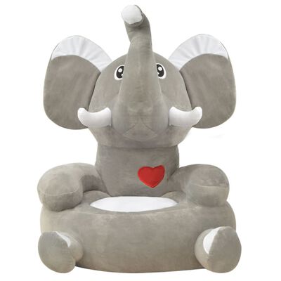vidaXL Kinderstoel olifant pluche grijs