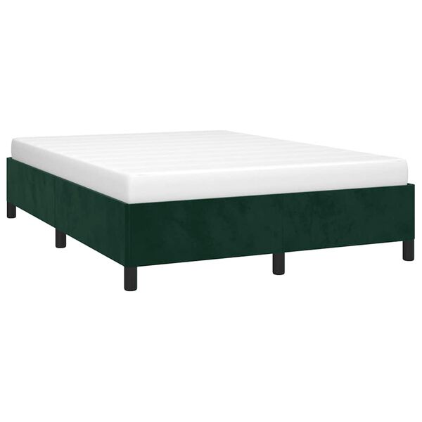 vidaXL Bedframe zonder matras 140x190 cm fluweel donkergroen