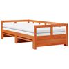 vidaXL Slaapbank onderschuifbed matras 80x200 cm grenenhout wasbruin