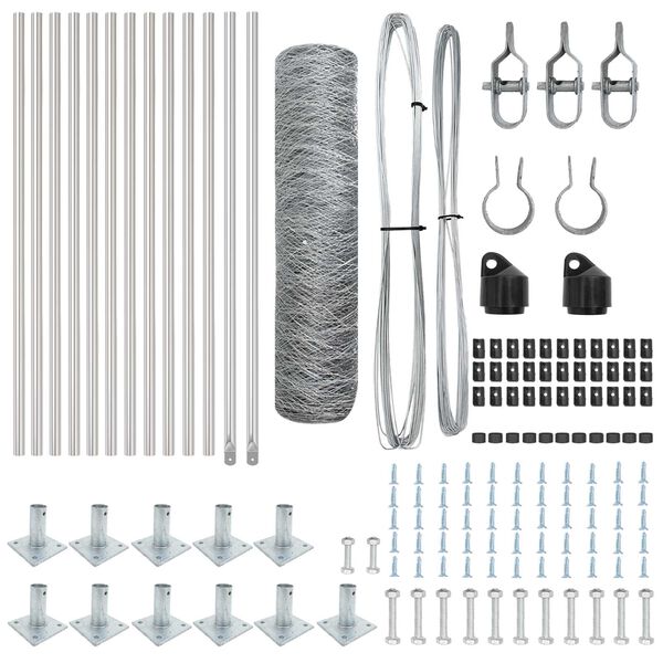 vidaXL Afrasteringspaal Zilver 25 x 0,4 m (50 mm gaas) Staal