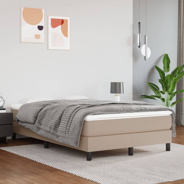 vidaXL Boxspring met matras kunstleer cappuccinokleurig 120x190 cm