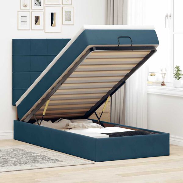 vidaXL Ottoman bed met matrassen 80x200cm fluweel donkerblauw