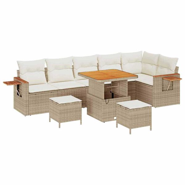 vidaXL Tuinbankenset met kussen 11 pcs Beige en Cr&egrave;me poly rattan