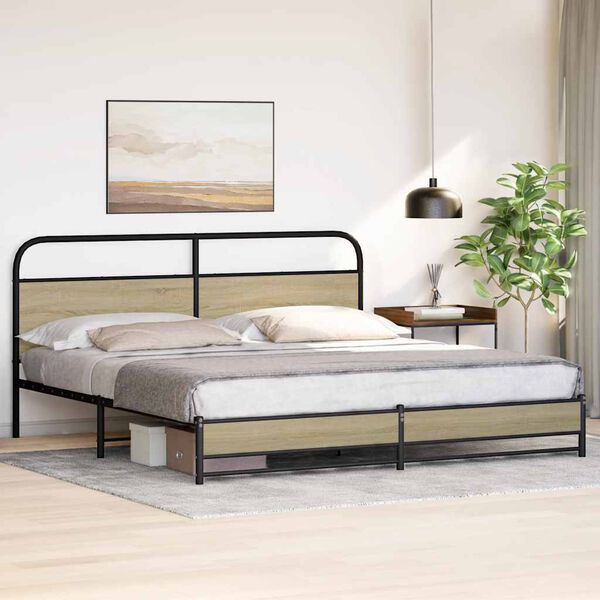 vidaXL Bedframe zonder matras metaal sonoma eikenkleurig 193x203 cm