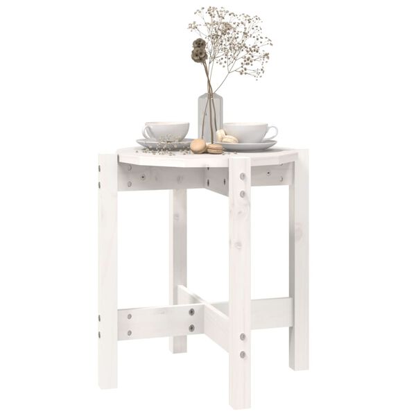 vidaXL Salontafel &Oslash; 42,5x45 cm massief grenenhout wit
