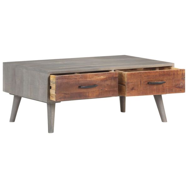 vidaXL Salontafel 100x60x40 cm massief ruw mangohout grijs