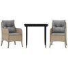 vidaXL 3-delige Tuinset met kussens poly rattan beige