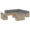 vidaXL 14-delige Loungeset met kussens poly rattan gemengd beige