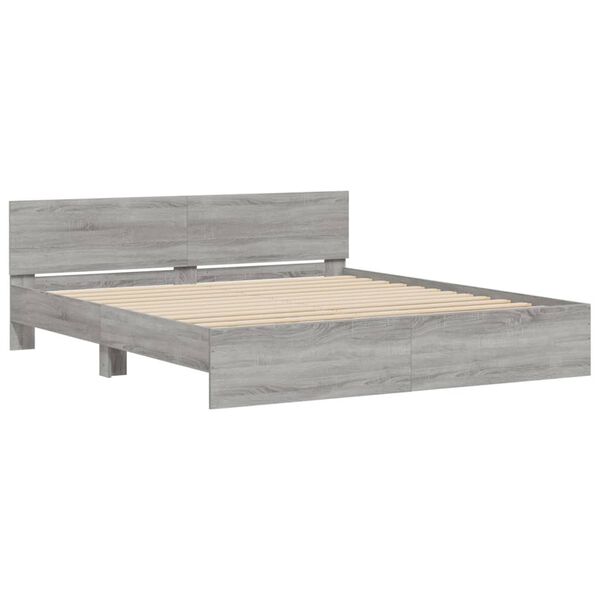 vidaXL Bedframe met hoofdeinde grijs sonoma eikenkleurig 160x200 cm