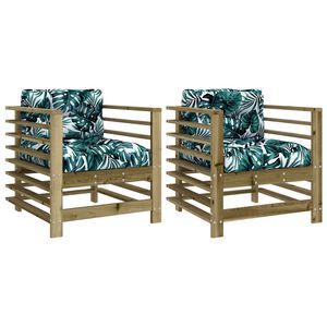 vidaXL Tuinstoelen 2 st met kussens ge&iuml;mpregneerd grenenhout